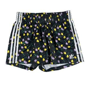 Adidas Shorts Womens Size Medium Floral Trefoil 3-Stripes Tulips All Over Print